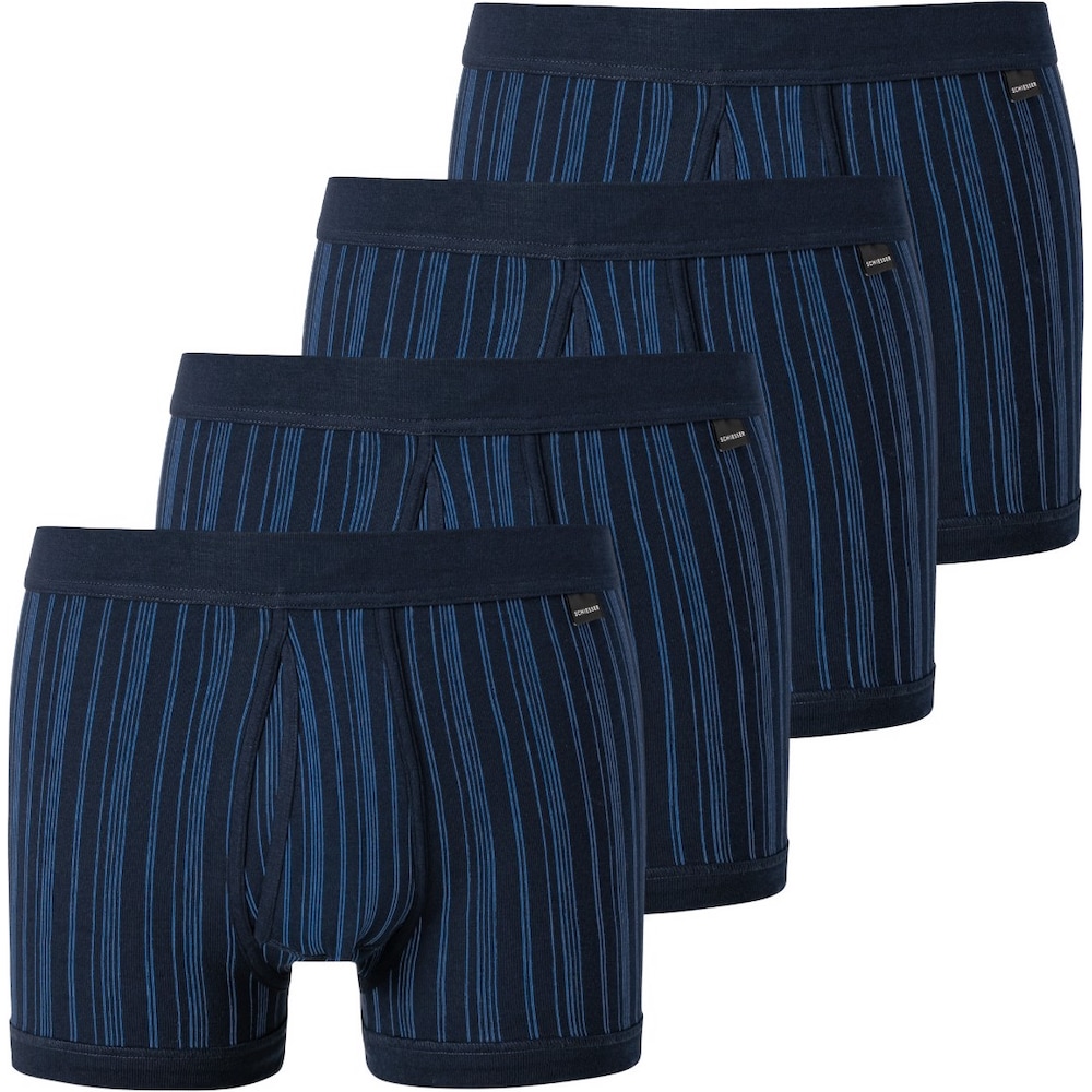 Schiesser, Herren, Unterhosen, 4er Pack Original Classics Feinripp Unterhose kurz mit Eingriff, Blau, (M, 4er Pack)