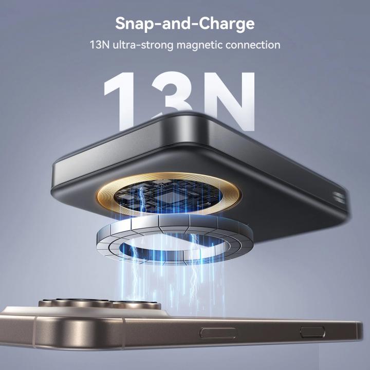 Produktbild Joyroom magnetic wireless powerbank JR-PBM12 22.5W with handle (black) (10000 mAh, 22.50 W, 38.50 Wh)