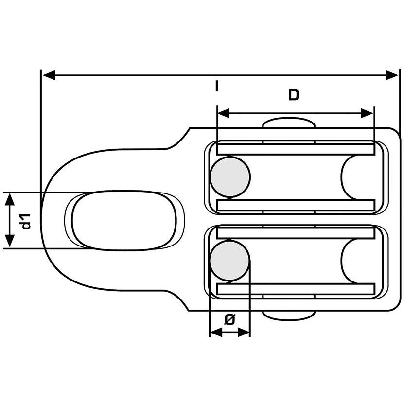 Magni, Fördertechnik, PÖSAMO Blockrolle doppelt galZn f. Seil Ø b. 8,0mm