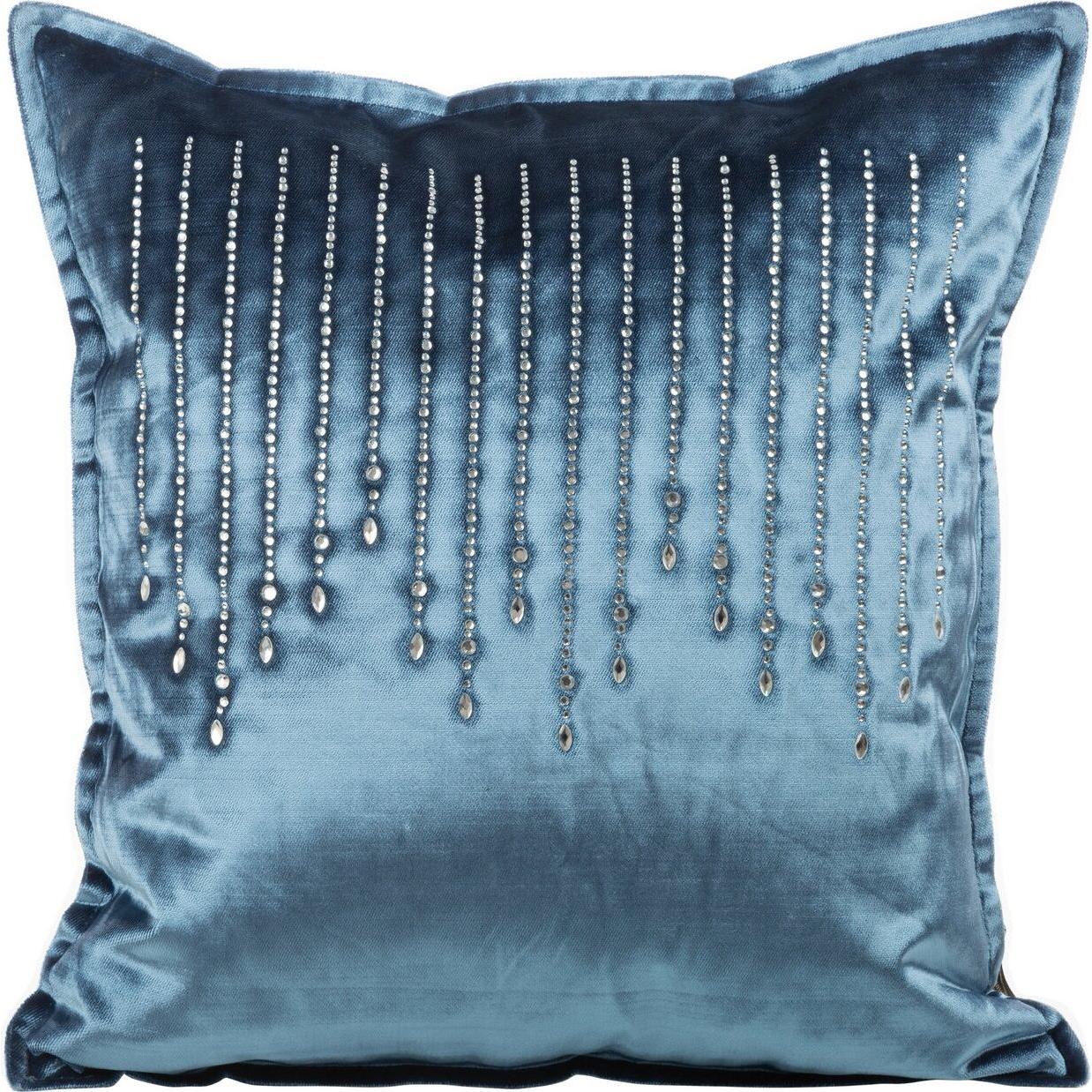 Eurofirany, Dekokissen, ROYAL / 1 Samtkissenbezug mit Zirkonen, 45X45 cm, Farbe: Blau (45 x 45 cm)