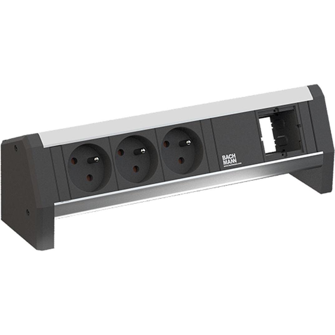 Bachmann, Steckdosenleiste, Desk 1 - 3 AC-Ausgänge - Indoor - Typ E - Aluminium - Kunststoff - 281 mm - 1 St (3 x, CEE 7...