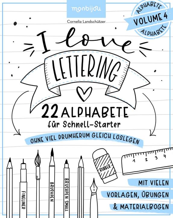 Produktbild monbijou - Handlettering Schnellstartblock Vol 4 (Alphabet (Deutsch, Cornelia Landschützer, 2023)