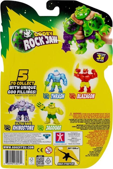 Actual product image Moose Heroes of Goo Jit Zu Meteor Madness Dehnbare Figur Rock Jaw 12 cm