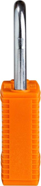 Actual product image Brady Safekey nylon safety lock with steel shackle, orange, 38 mm shackle height, 6.4 mm shackle diam