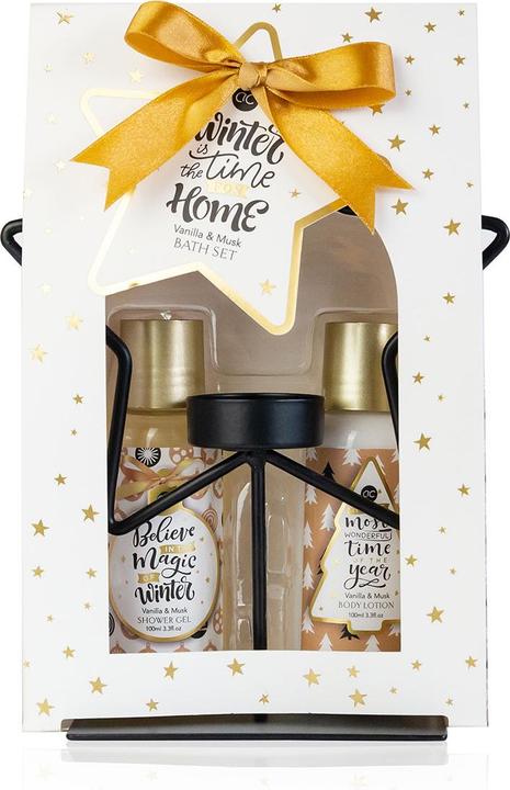 Produktbild Accentra Badeset WINTER MAGIC in Geschenkbox, inkl. 100ml Duschgel, 100ml Bodylotion, Kerzenständer in Sternf (Körperpflegeset, Haarpflege Set)