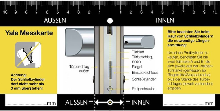 Produktbild Yale Profil Doppelzylinder Serie 1000, Aussen /Innenmass: 40/45 mm (Profildoppelzylinder)