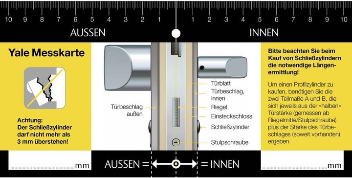 Actual product image Yale Profile double cylinder series 1000, outer / inner dimension: 40/45 mm (Profile double cylinder)
