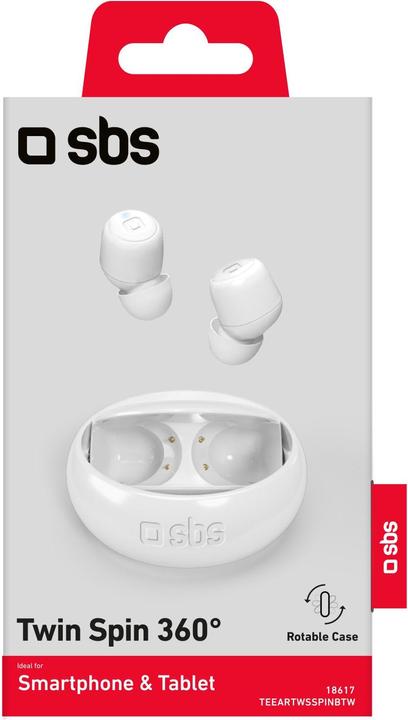 Immagine prodotto SBS Cuffie TWIN SPIN con stazione di ricarica da 350 mAh, bianco (6.50 h, Senza fili)