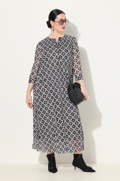 Image du produit Ulla Popken Robe maxi en mesh, doublée. Décolleté rond et manches 3/4. (46)
