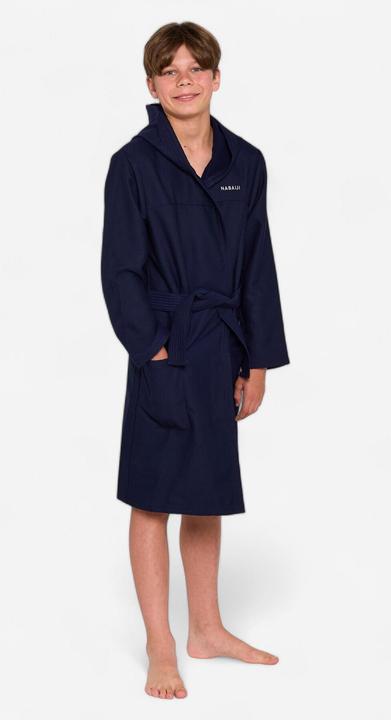 Produktbild Nabaiji Kids’ microfibre compact hooded bathrobe in dark blue (152)
