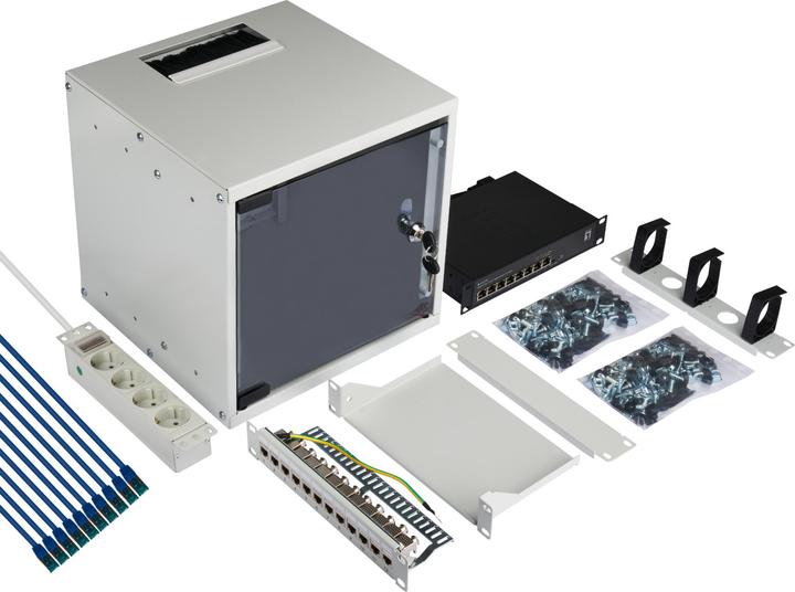 Produktbild EFB Elektronik EFB 10inch 6U wall-mounted cabinet depth 300 mm 1-piece pre-assembled RAL7035 (5.71 HE, 10 Zoll Rack)