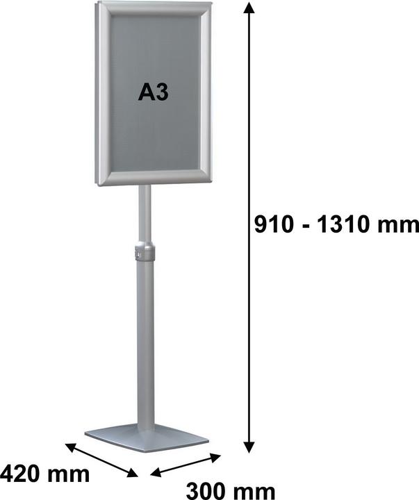 Actual product image Franken Information stand "Universal", DIN A3, height: 910-1,310 mm Aluminium folding frame profile with (A3)
