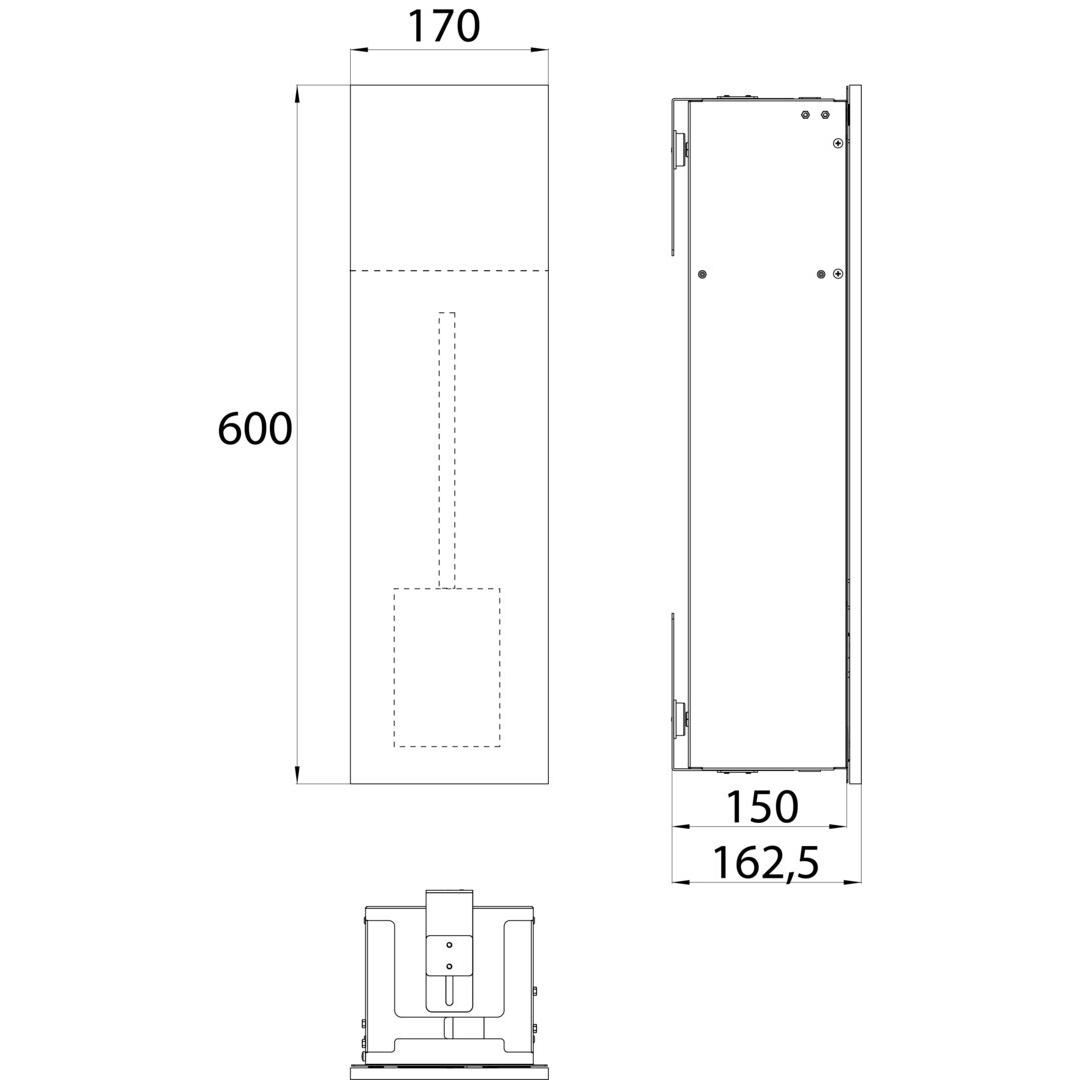 Thumbnail - Emco, Toilettenbürste, asis pure WC-Modul, Unterputz, Anschlag rechts, 600x170mm, 975551