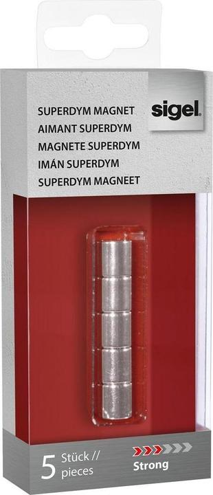 Produktbild Sigel Magnet Neodym Zylinder 5ST silber (5 x)