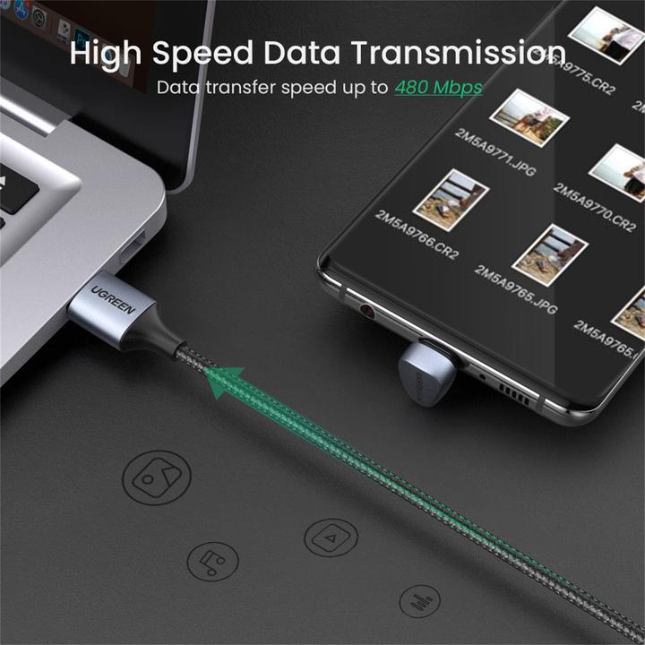 Actual product image Ugreen USB C – USB A (2 m, USB 2.0, 18 W)
