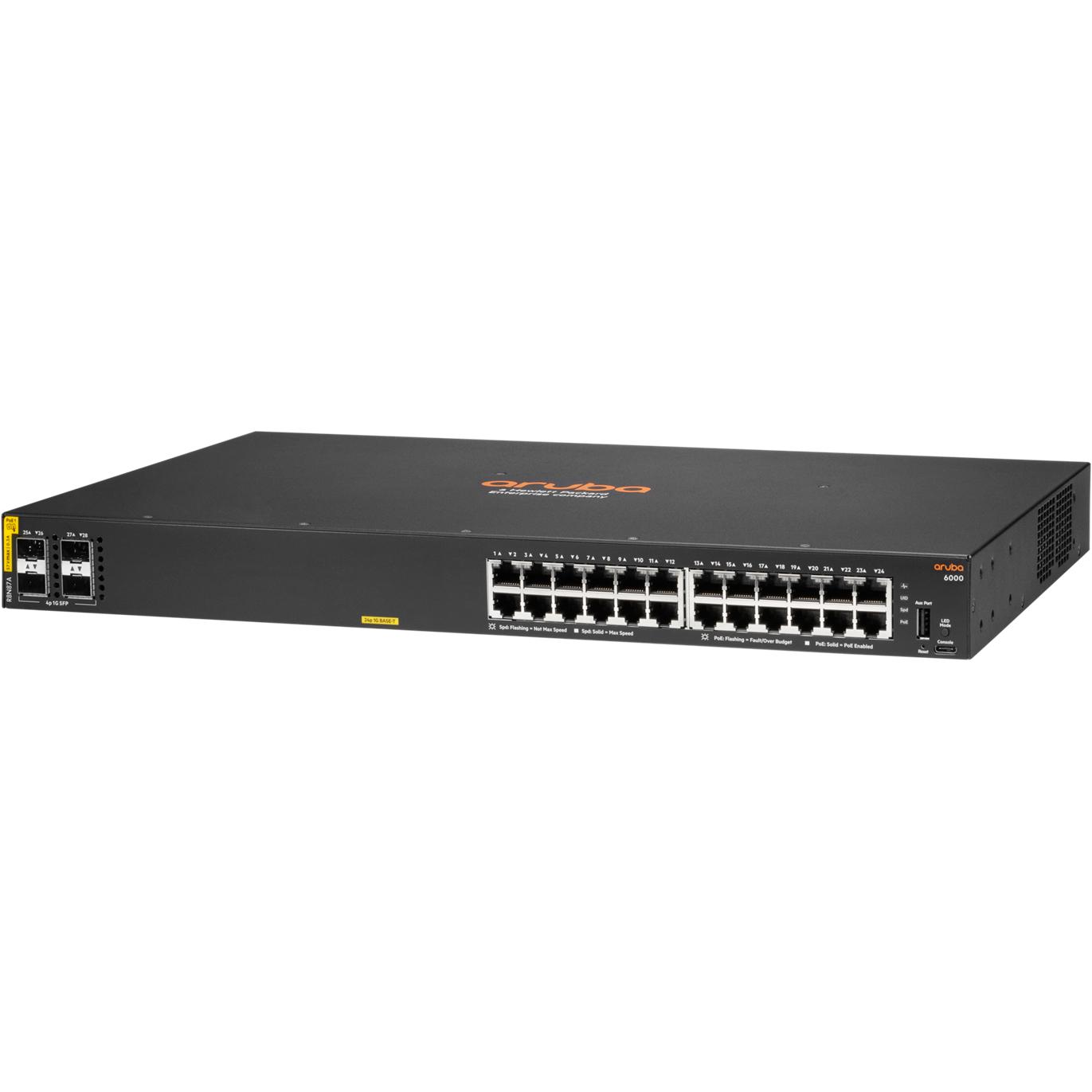 Aruba 6000 CL4 4SFP Switch R8N87A (24 Ports), Netzwerk Switch, Schwarz