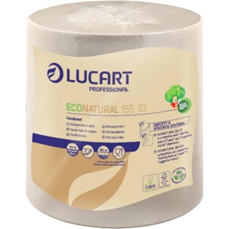 Lucart Handtuchrollen EcoNatural 450 natur 20,8 cm x 155 m 6 Rollen/Paket, 2-lagig, unperforiert, Haushaltspapier, Braun