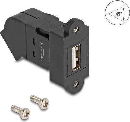 Produktbild Delock USB 2.0 Typ-A Einbaubuchse zu Typ-A Buchse 45° gewink (USB 2.0, 4.70 cm)