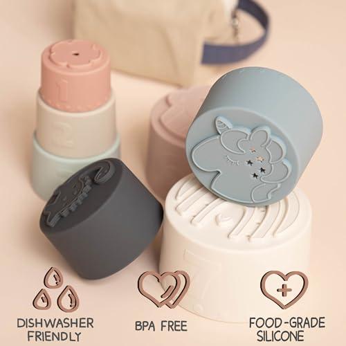 Actual product image Activity Board Baby Stacking Cup Toy, Fun Educational Stacking Cup Silicone Soft and Teething