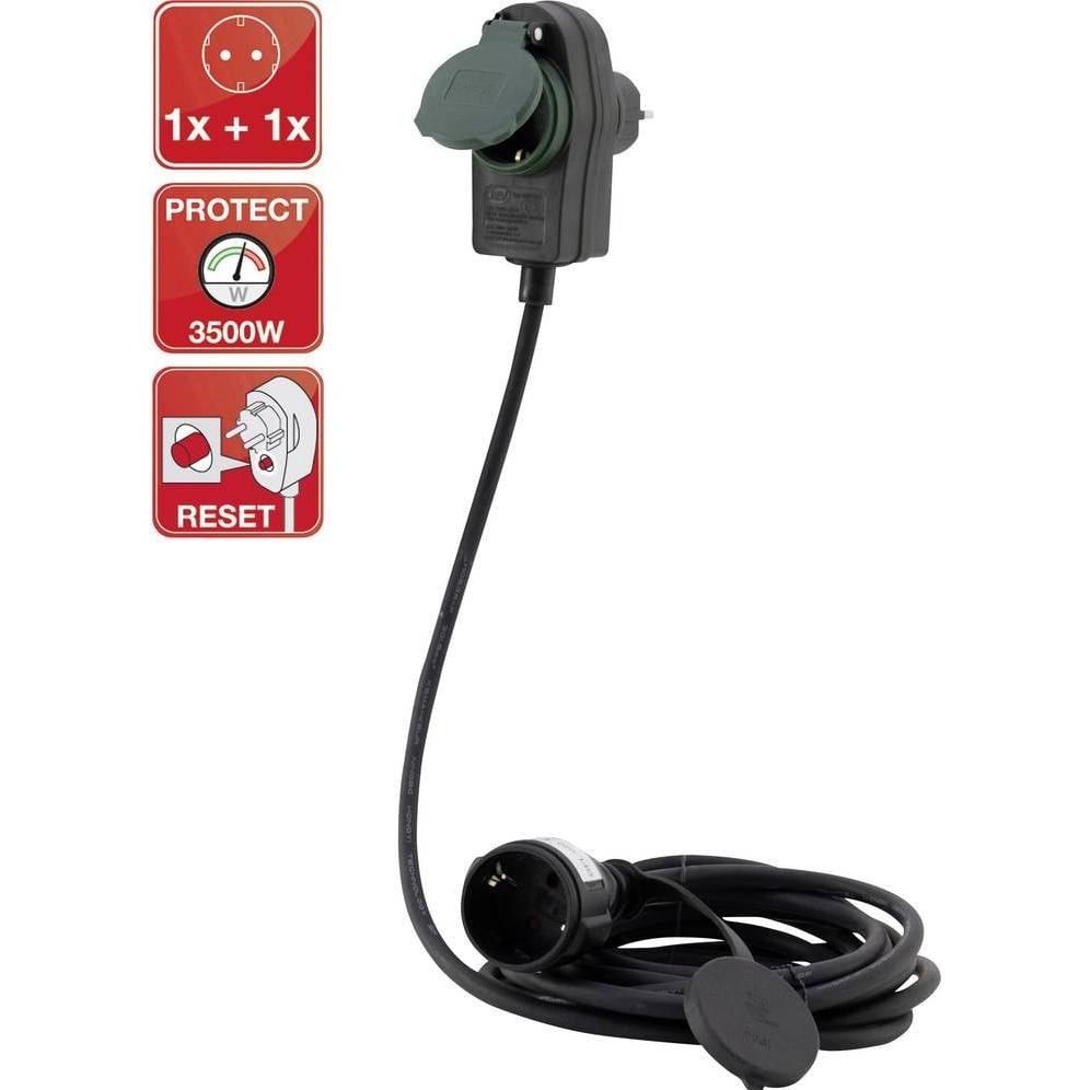 REV, Verlängerungskabel, 0017101514 Strom Verlängerungskabel Schwarz 10 m (10 m, CEE 7/3)