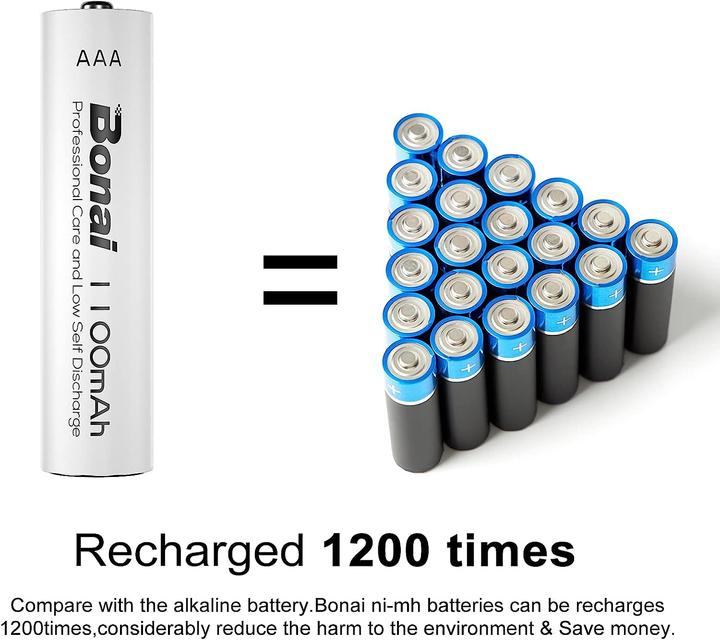Immagine prodotto Bonai Batteria ricaricabile AAA (24 pz., AAA, 1100 mAh)
