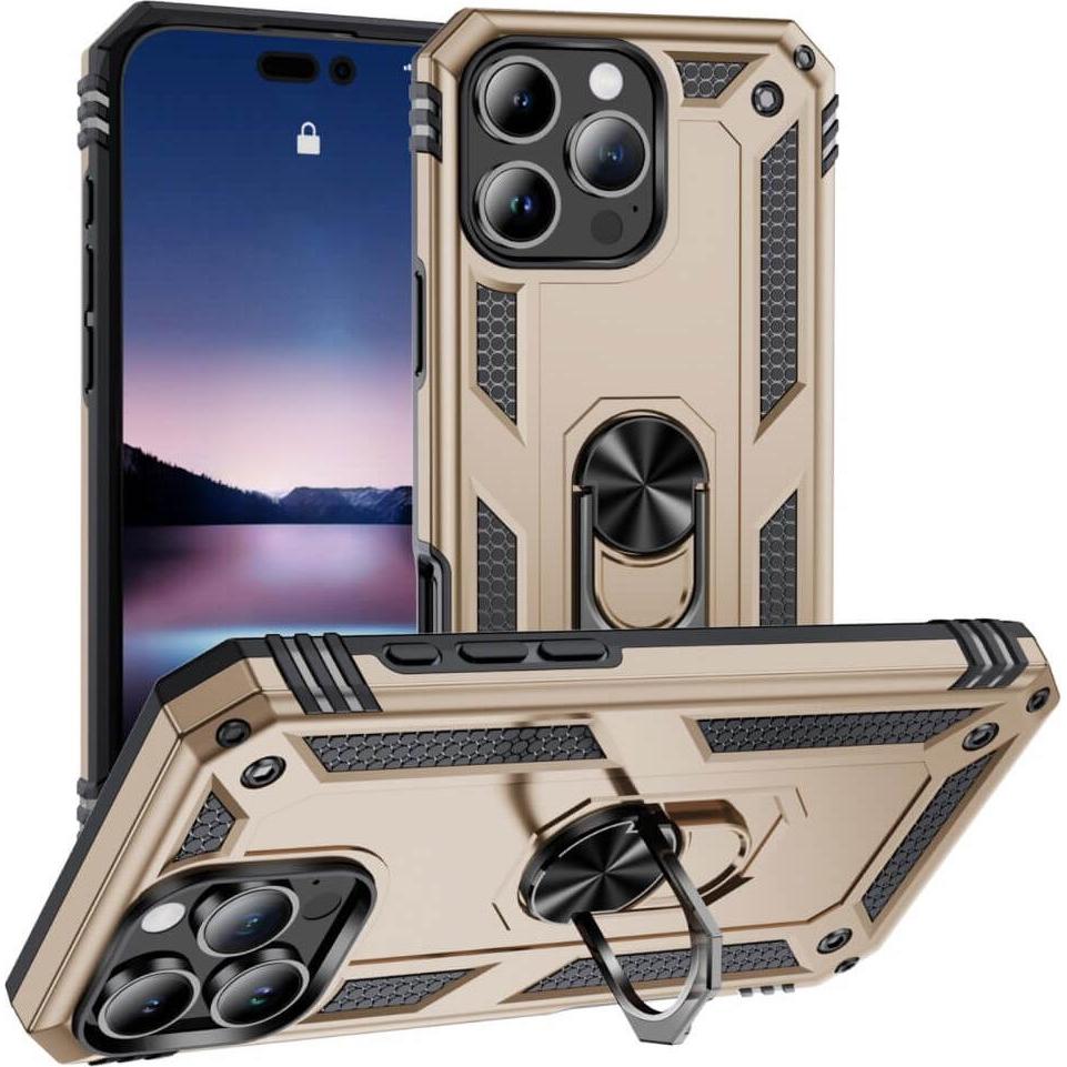 Cover-Discount iPhone 16 Pro Max - Armor Case mit Kickstand (Apple iPhone 16 Pro Max), Smartphone Hülle, Gold