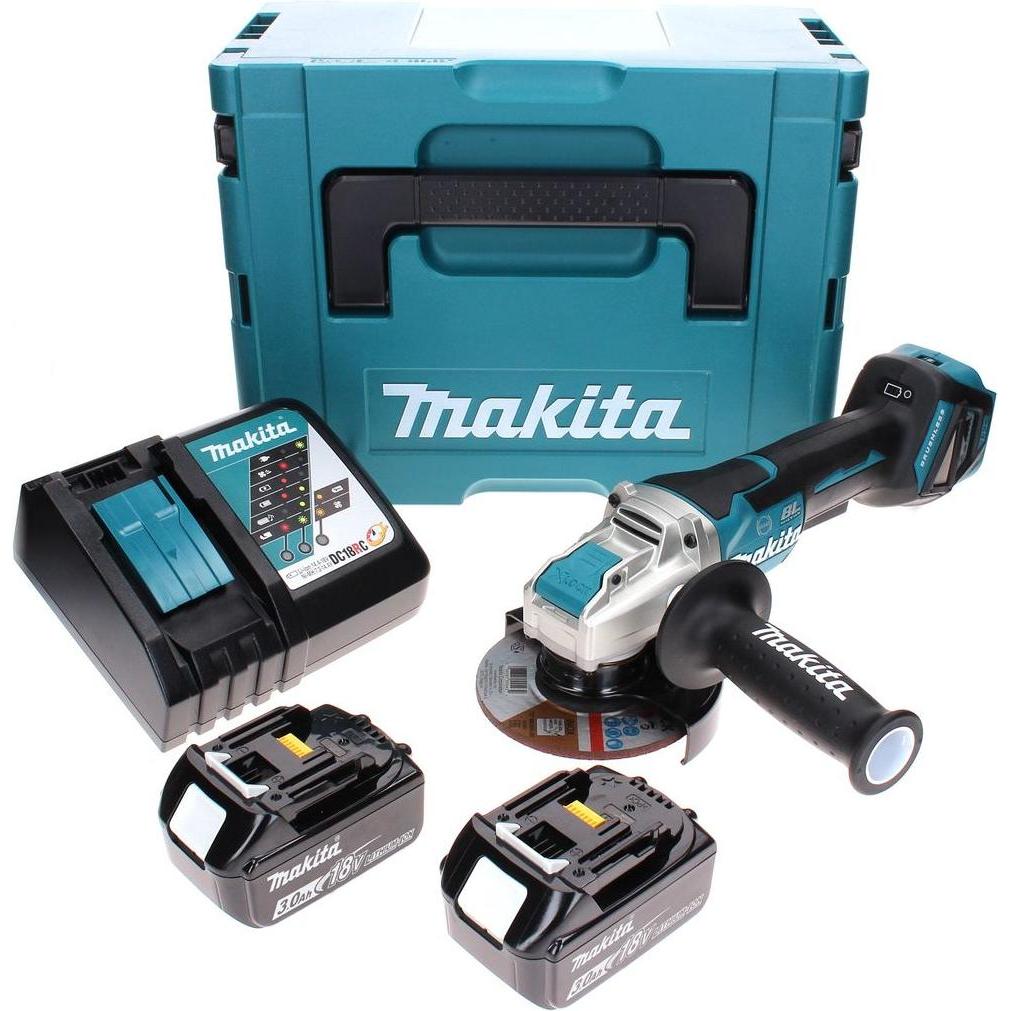 Thumbnail - Makita, Winkelschleifer, DGA 519 RFJ Akku Winkelschleifer 18 V 125 mm Brushless X-Lock + 2x Akku 3,0 Ah + Ladegerät + (1...