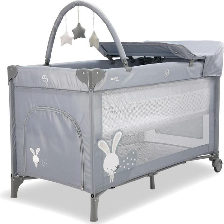 Produktbild Asalvo Travel cot complete Rabbit - Grey (AV-19714)