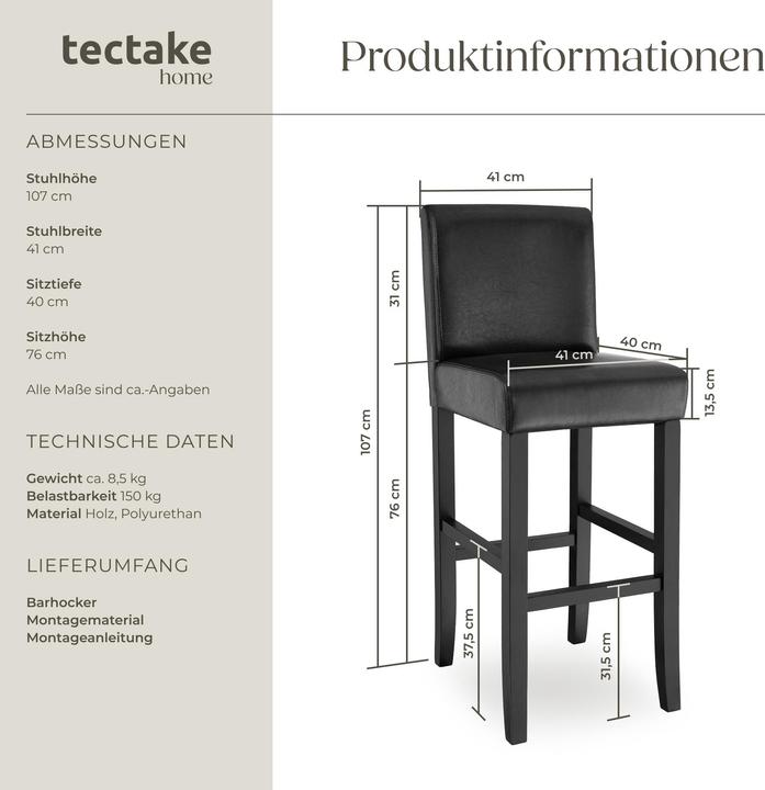 Produktbild tectake Barhocker