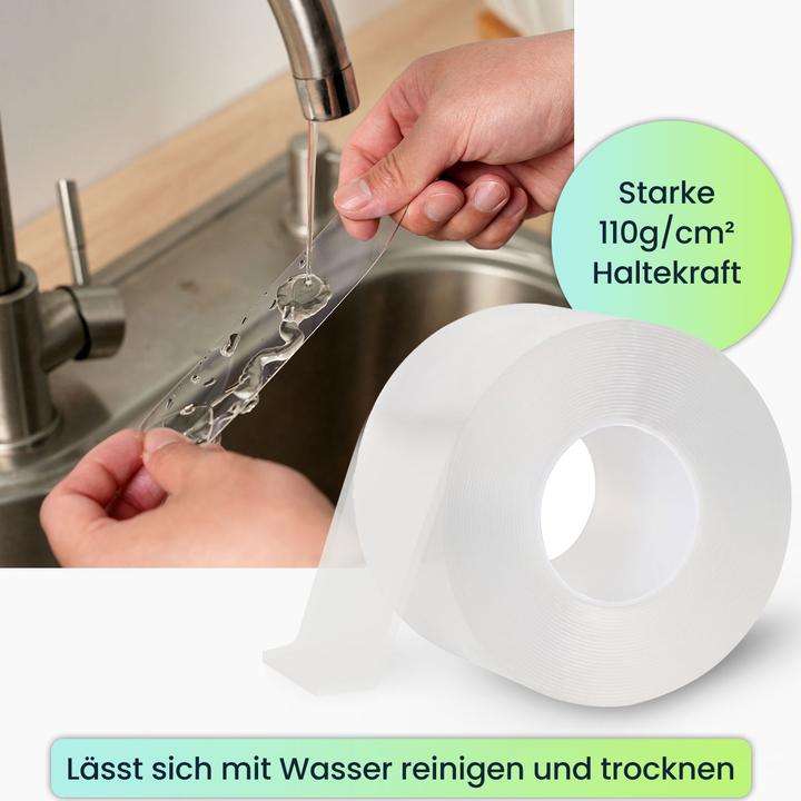 Actual product image Ideoon 2er-Set Doppelseitiges Nano-Klebeband Transparent (5m x 50mm): Starke 110g/cm² Haltekraft (50 mm)