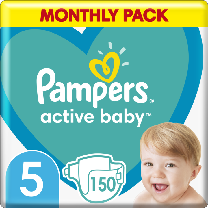 Pampers Active Baby (Size 5, Monthly box, 150 Piece)