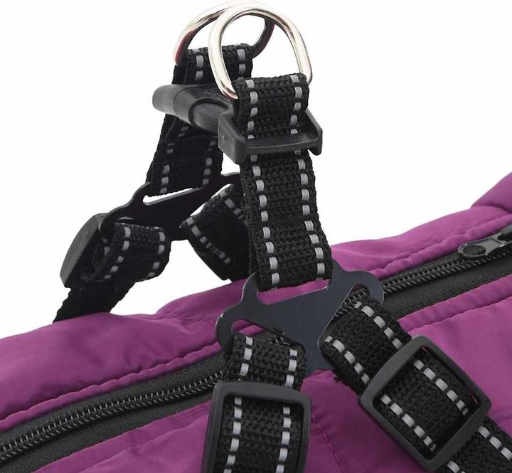 Actual product image vidaXL Dog coat with harness Waterproof Reflective Purple (52, Dog coat)