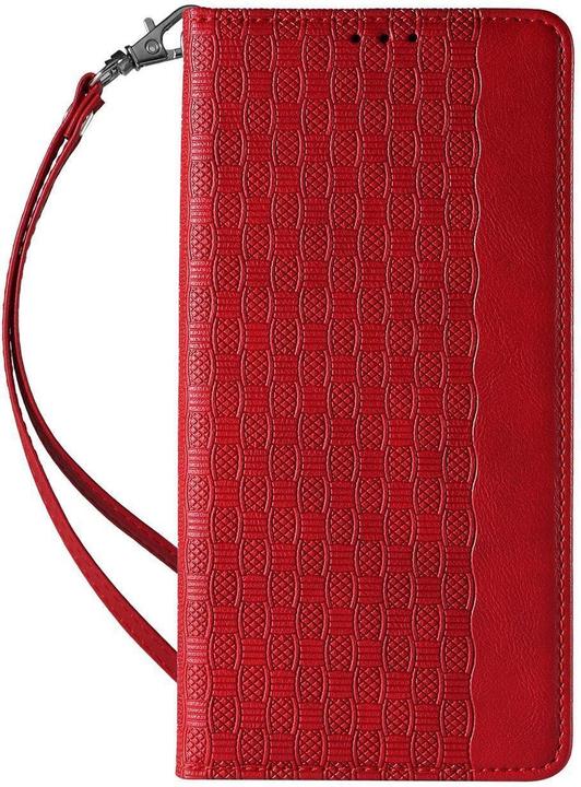 Produktbild Hurtel Magnetband-Hülle für iPhone 12 Pro Max Tasche Brieftasche + Mini-Lanyard-Anhänger Rot (Apple iPhone 12 Pro Max)