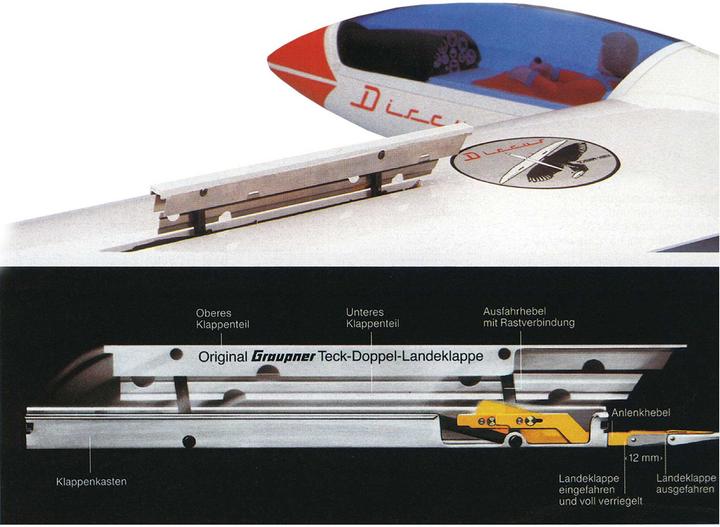 Modellbau Lindinger Flaps 25cm/16mm aluminium natural single locking