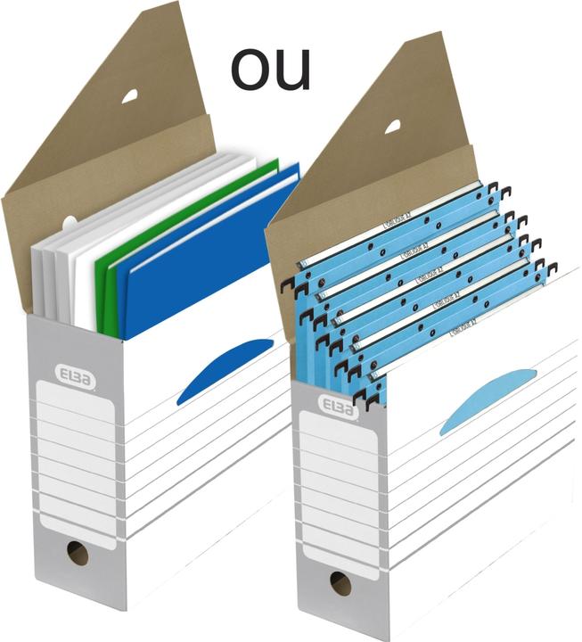 Actual product image Elba Archive box, width 100 mm, A4, white/grey strong, acid-free corrugated cardboard, automatic folding (A4)