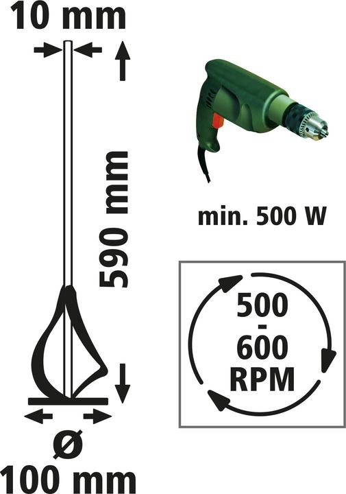 Produktbild wolfcraft 1 Farb- und Mörtelmischer ø100x600mm