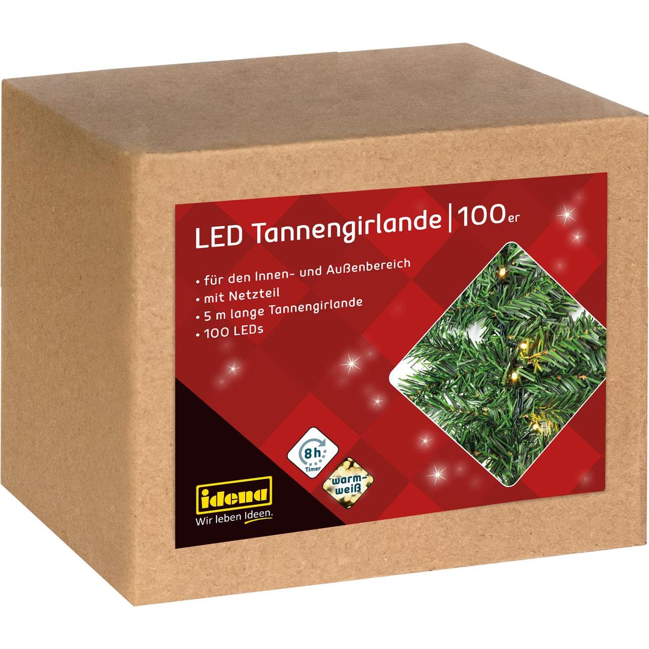 Thumbnail - Idena, Lichterkette, Tannengirlande 100er LED Lichterkette grün 5,0 m (5 m)