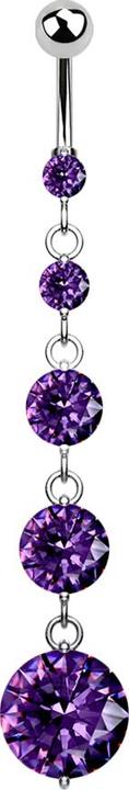 Immagine prodotto Star Piercing Banana in argento con ciondolo a sfera e cristallo di tanzanite quattro cristalli rotondi (Ottone, Acciaio chirurgico 316L)