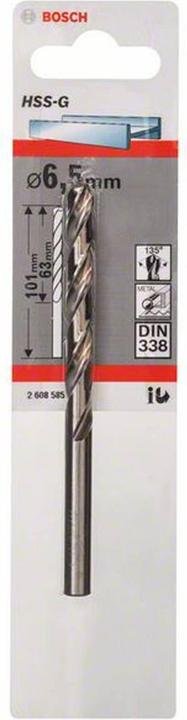 Image du produit Bosch Professional Zubehör Forets à métaux HSS-G, DIN 338, 6,5 x 63 x 101 mm, 1 paquet (6,5 mm)