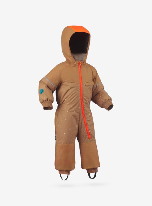Wedze Skioverall Kinder 1 – 5 Jahre warm justierbar - 500 Toddler braun/orange (98, 104, 110)