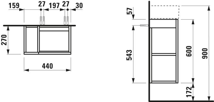 Actual product image Laufen Kartell vanity unit, 1 door, hinge right, 440x600x270mm, for WT 815334, H407518033