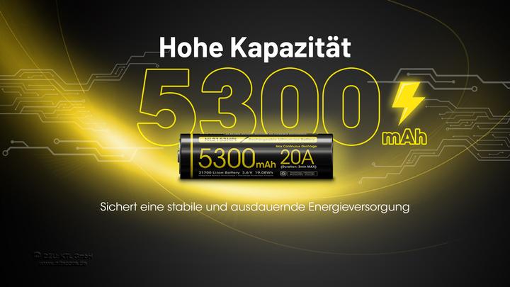 Produktbild Nitecore Li-Ion Akku 21700, 5300mAh, NL2153HPi (1 Stk., 21700, 5300 mAh)