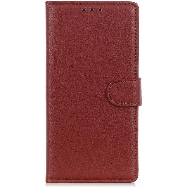 MU Classic Litchi Leder Bookcover Series (Motorola Moto G50), Smartphone Hülle, Braun