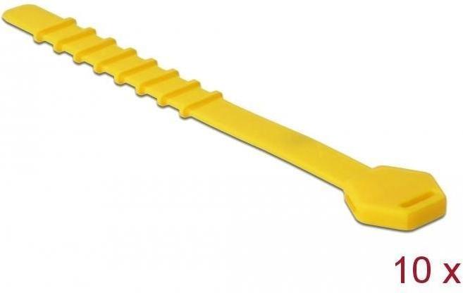 Produktbild Delock Silikon-Kabelbinder wiederverwendbar 10 Stück gelb (Kunststoffkabelbinder, 120 mm, 10 Stk.)
