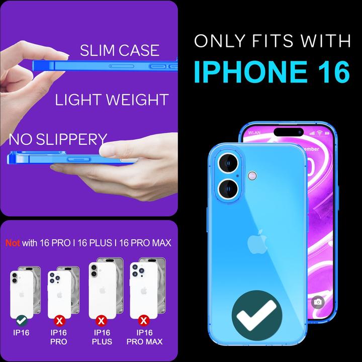 Immagine prodotto Nalia Copertura in silicone trasparente al neon (Apple iPhone 16)