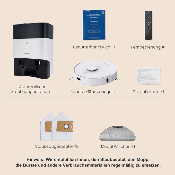 Produktbild Airrobo Robotstaubsauger mit Wischfunktion, automatischer Entleerung und App-Steuerung (2600 Pa, Wischtuch)