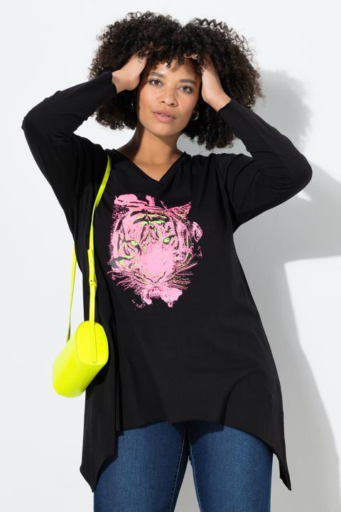 Produktbild Angel of Style Langarmshirt, A-Linie, Neon Tigermotiv, Zipfelsaum (54)