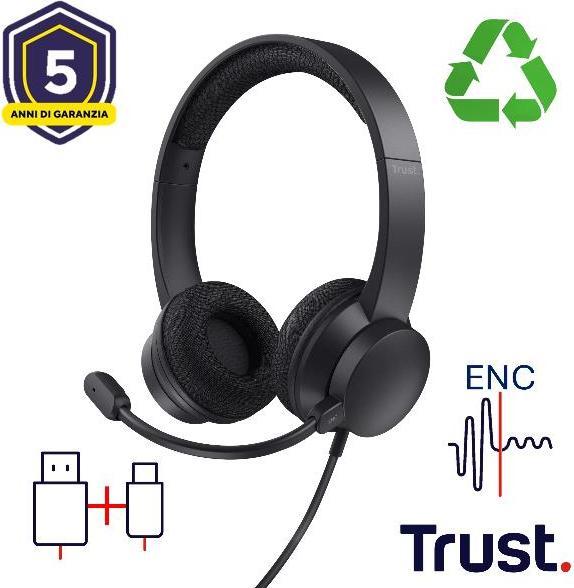Produktbild Trust Rydo Enc Computer Headset (Kabelgebunden, USB-A)