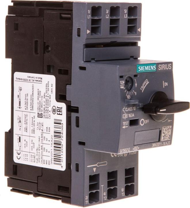 Actual product image Siemens Motor circuit breaker 12.5A 3-pole