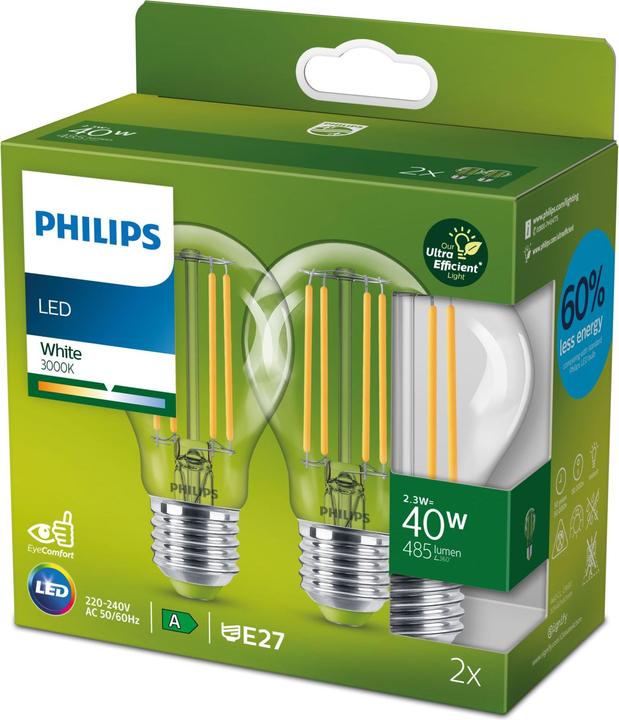Actual product image Philips LED lamp, set of 2 (E27, 2.30 W, 485 lm, 2 x, A)
